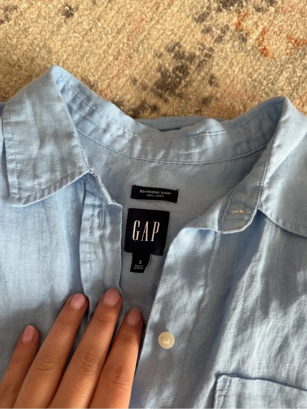 GAP Pale Blue Linen Boyfriend Shirt - Picture 3 of 3